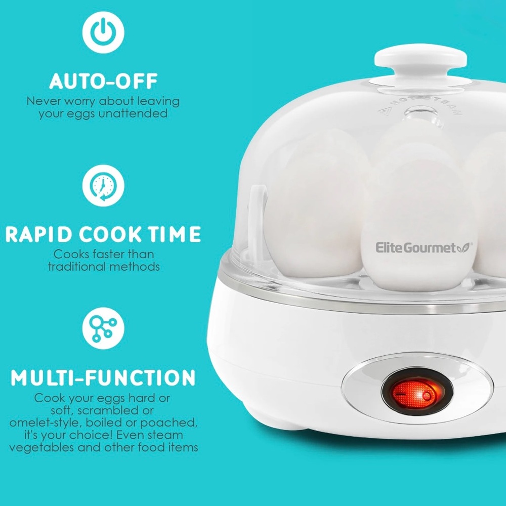 Elite Gourmet Electric Egg Cooker Easy Peel 7 Egg Rapid Cooker - Picture 3 of 8